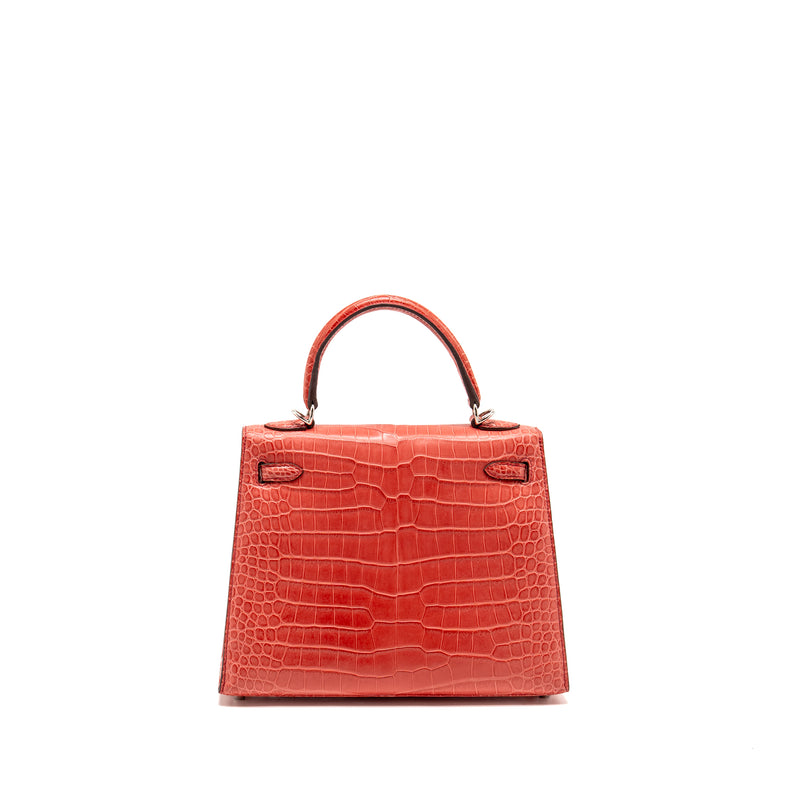 Hermes Kelly 25 Matt Crocodile Porous Bougainvillier SHW Stamp A