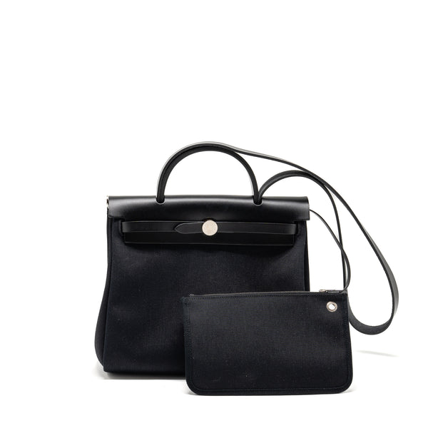 Hermes Herbag 31 Zip Bag Canvas/Leather Black SHW Stamp Z