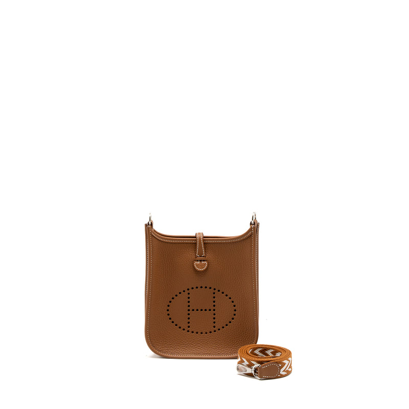 Hermes Mini Evelyne Clemence Gold/Blanc SHW Stamp U