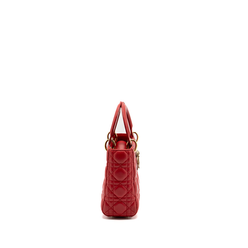 Dior small lady dior lambskin red with GHW