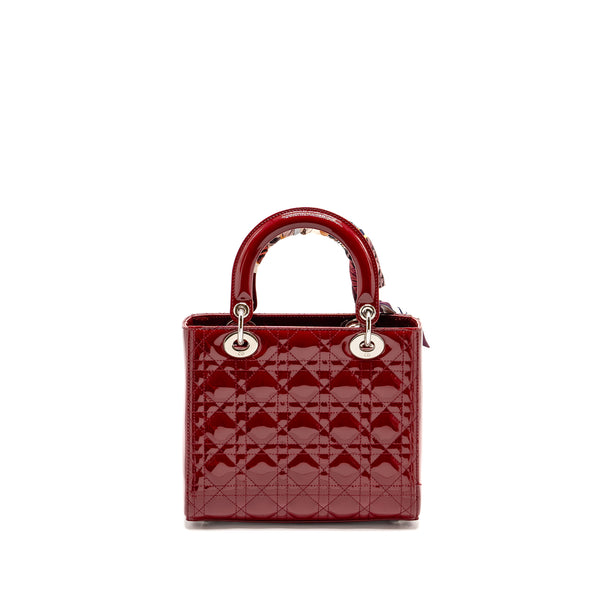 Dior Medium Lady Dior Patent Dark Red SHW