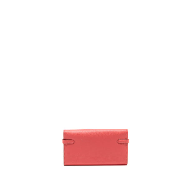 Hermes Kelly Long Wallet Chèvre Mysore Rose Lipstick GHW Stamp A