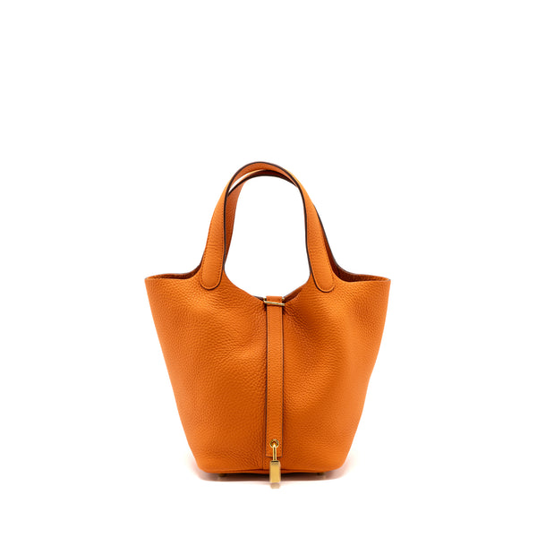 Hermes Picotin 18 Clemence 93 Orange GHW Stamp U