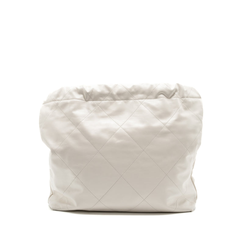 Chanel medium 22 bag calfskin white GHW (microchip)
