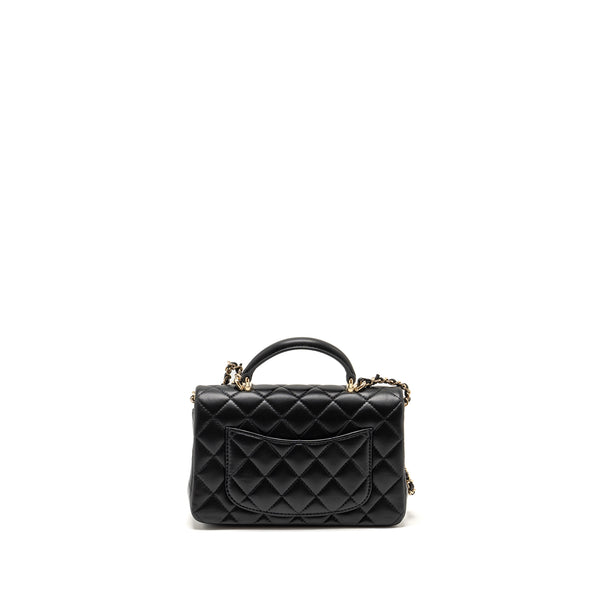 Chanel Top handle mini rectangular flap bag with lion charm lambskin black LGHW (microchip)