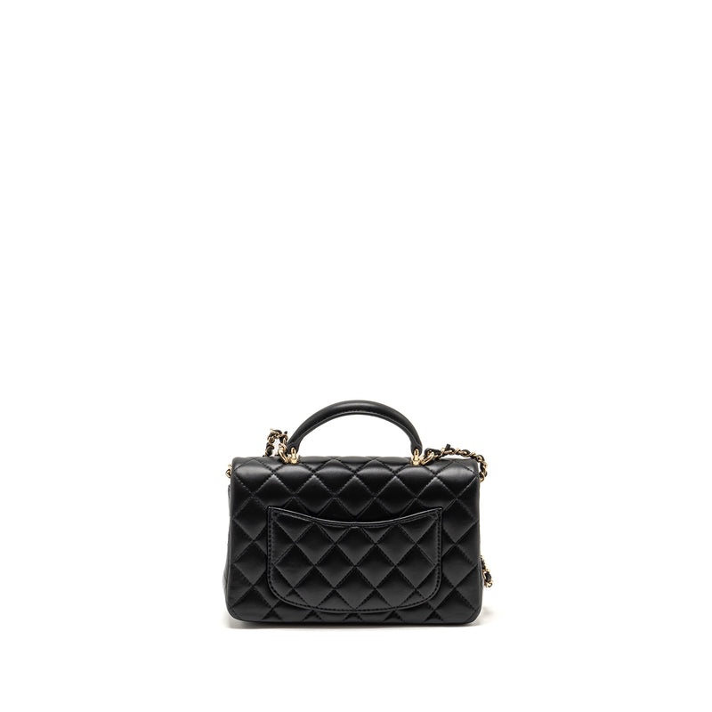 Chanel Top handle mini rectangular flap bag with lion charm lambskin black LGHW (microchip)