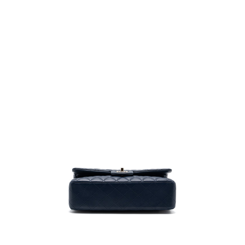 CHANEL MEDIUM CLASSIC DOUBLE FLAP BAG Lambskin Dark Blue SHW