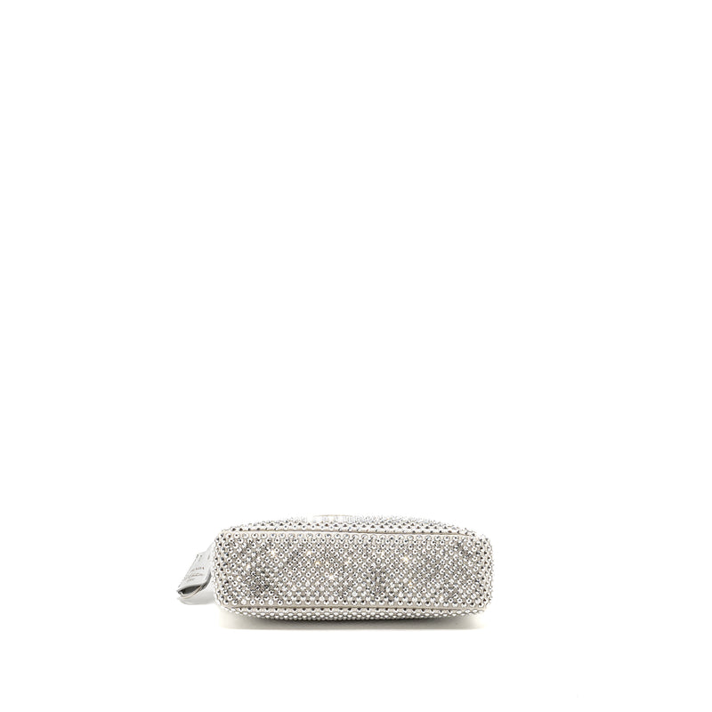 Prada Re-Edition Satin Crystal Mini Bag Silver SHW