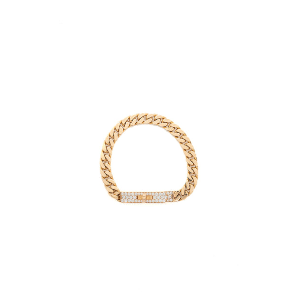 Hermes size SH kelly Gourmette bracelet rose gold, diamonds