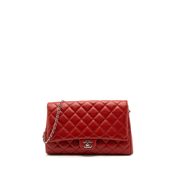 Chanel Timeless Flap Clutch With Chain Caviar Red SHW