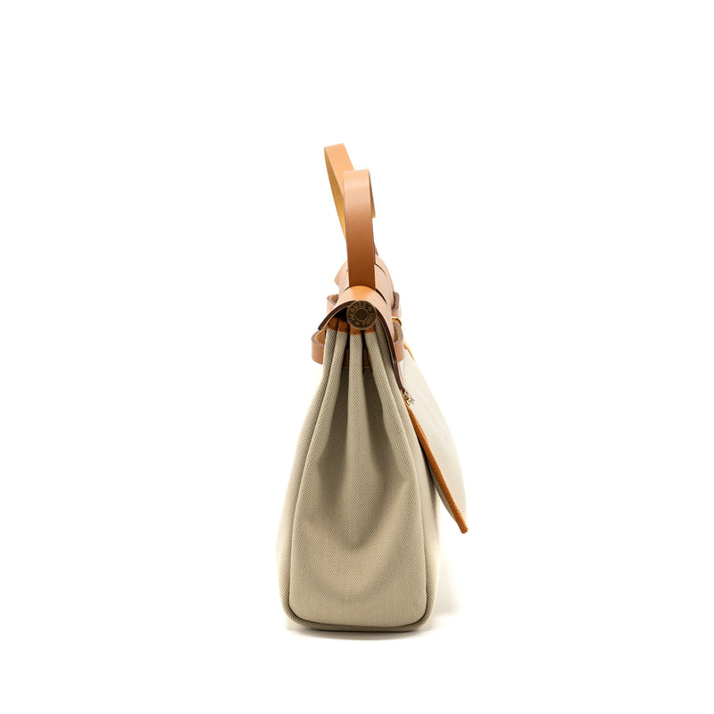 Hermes herbag zip 31 bag canvas / hunter beton / natural GHW stamp B