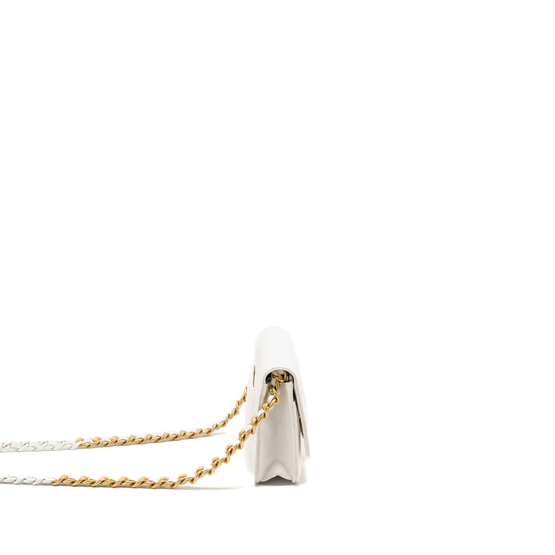 Chanel Giant Chain Classic Wallet on Chain Lambskin White Multicolour Hardware (Microchip)