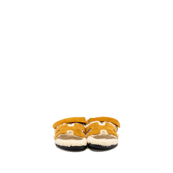 Hermes Size 42 Chypre Sandals Chèvre Goatskin / Shearling Naturel / Ecru