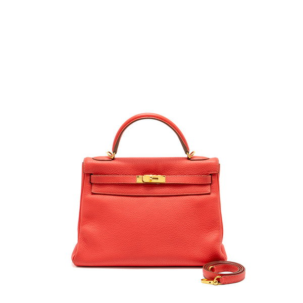 Hermes Kelly 32 Clemence T5 Rose Jaipur GHW Stamp Square R