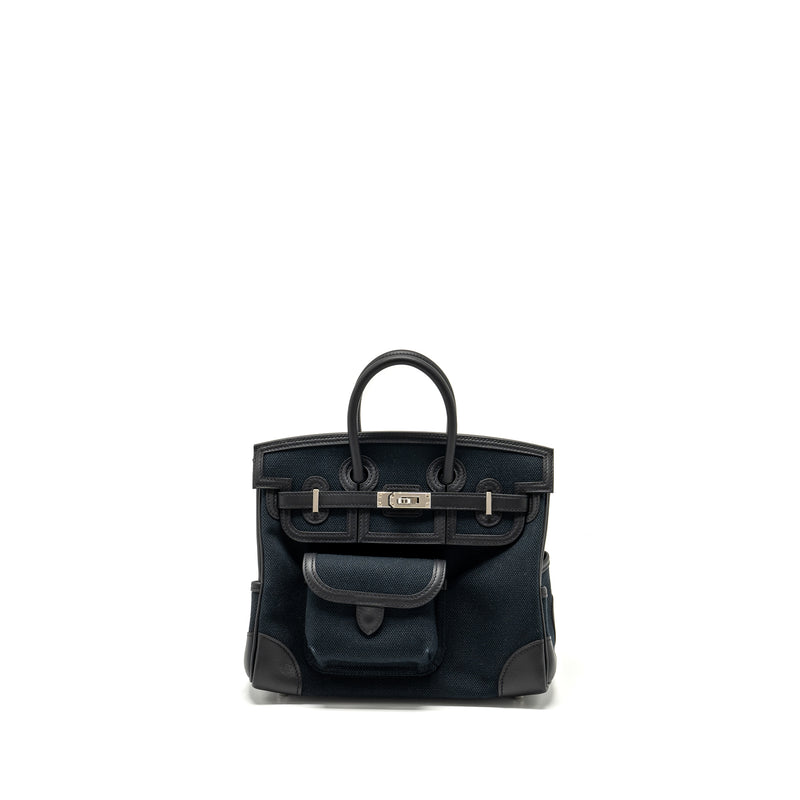 Hermes Birkin 25 Cargo canvas toile geoland / swift black SHW stamp B