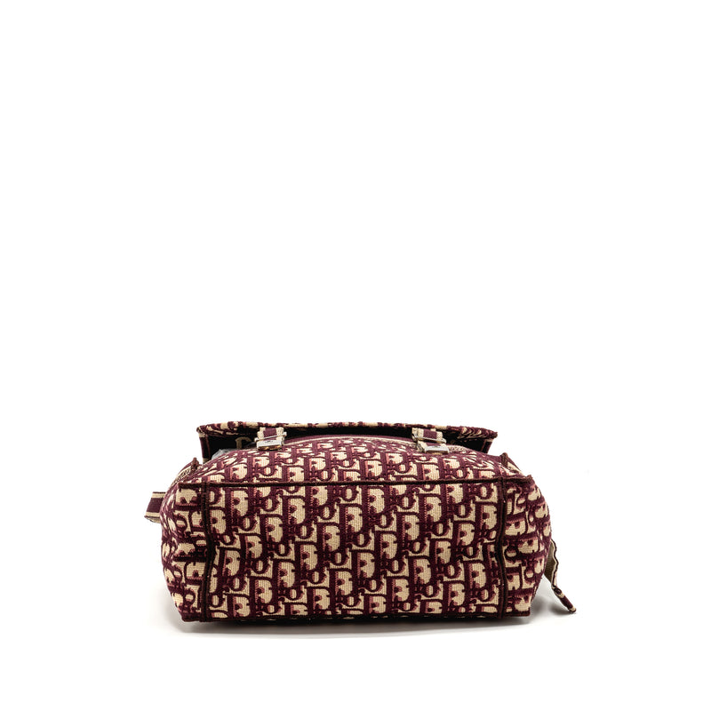 Dior Crossbody Messenger Bag Oblique Canvas Burgundy/Beige SHW