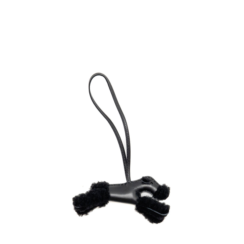 Hermes Budy Shearing Bag Charm Leather Black Stamp W