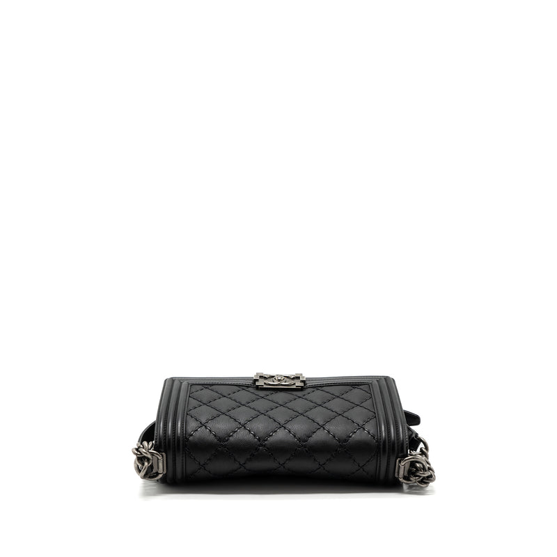 Chanel medium boy bag calfskin black ruthenium hardware