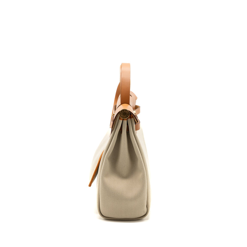Hermes herbag zip 31 bag canvas / hunter beton / natural GHW stamp B