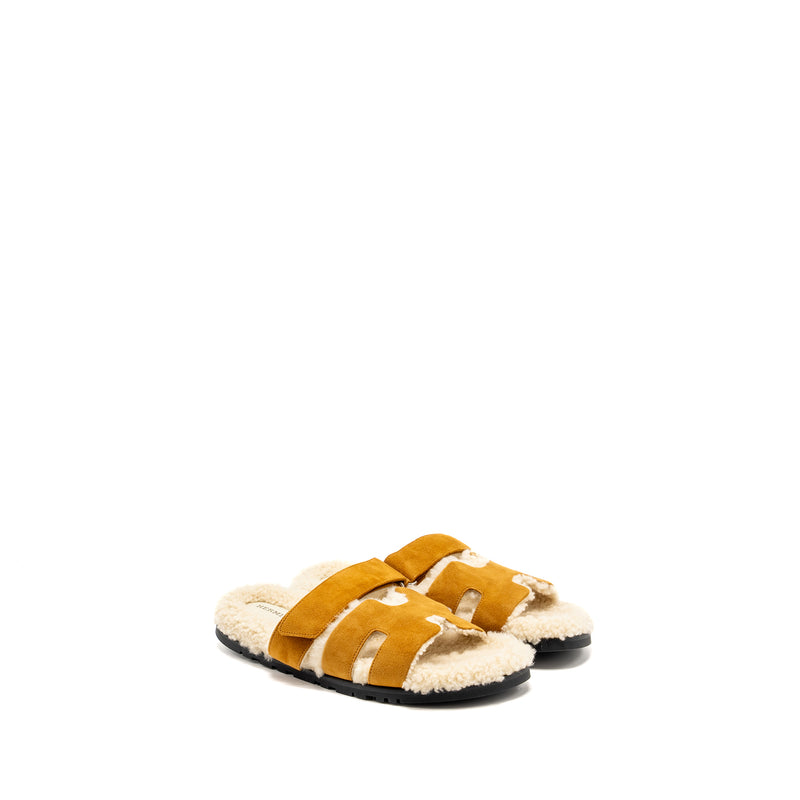 Hermes Size 42 Chypre Sandals Chèvre Goatskin / Shearling Naturel / Ecru