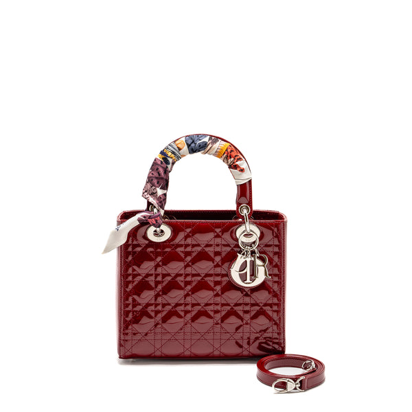 Dior Medium Lady Dior Patent Dark Red SHW