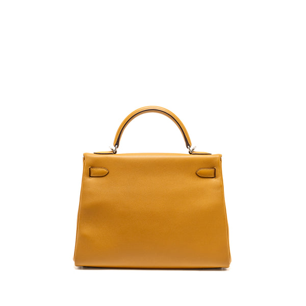 HERMES Kelly 32 Evercolor Caramel / Rose D’ete SHW Stamp Y