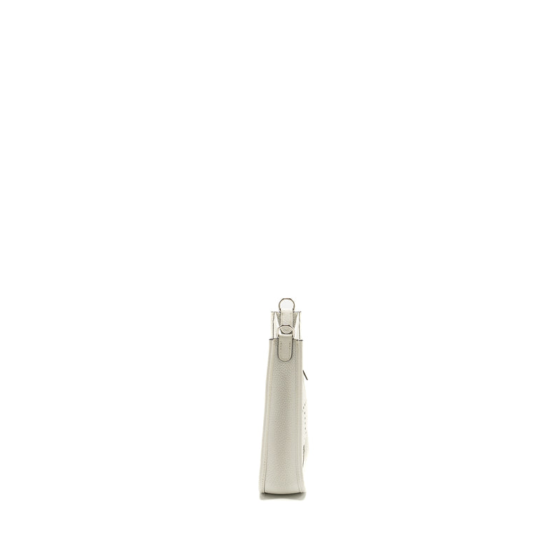 Hermes Mini Evelyne Clemence New White SHW Stamp B