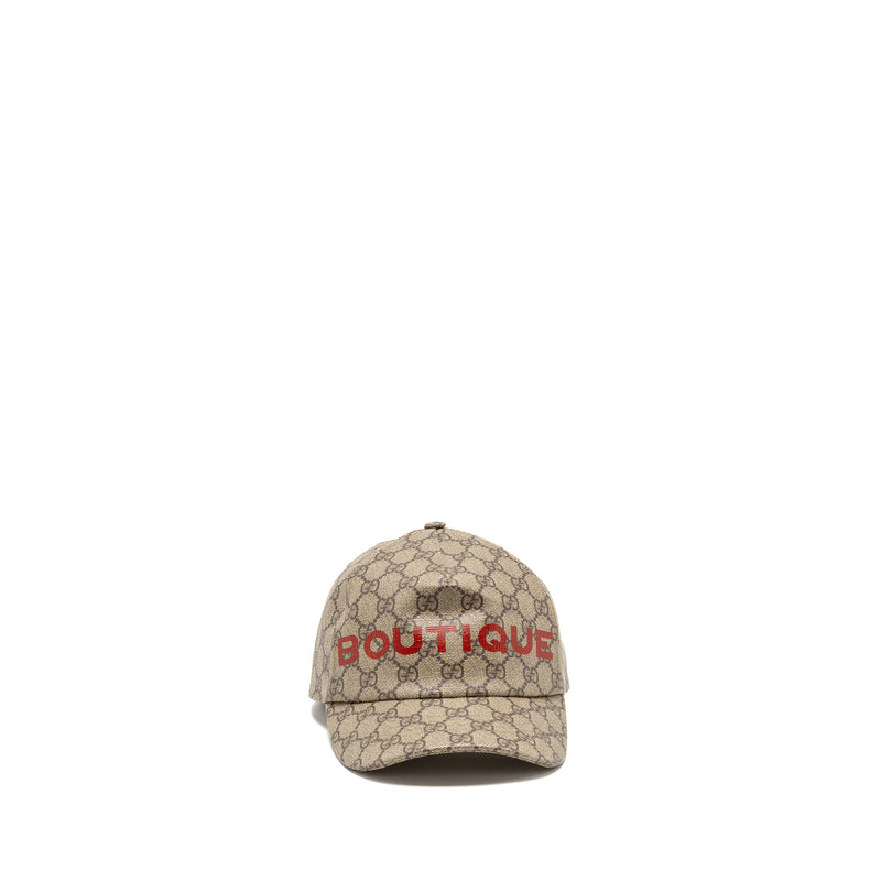 Gucci Size M Boutique Baseball Hat GG Monogram Canvas Beige/Red GHW