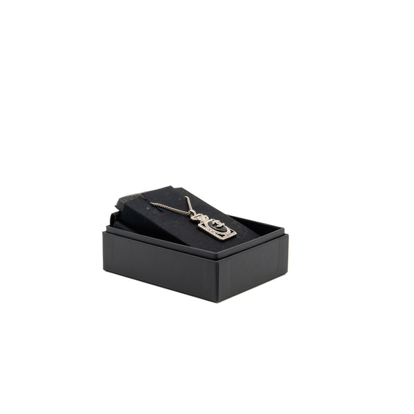 Chanel No.5 Perfume Bottle Necklace Crystal/Leather Light Gold Tone
