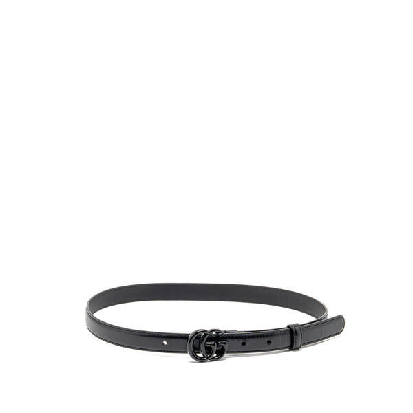Gucci Size 75 GG Marmont 20MM Thin Belt Black Leather Black Hardware