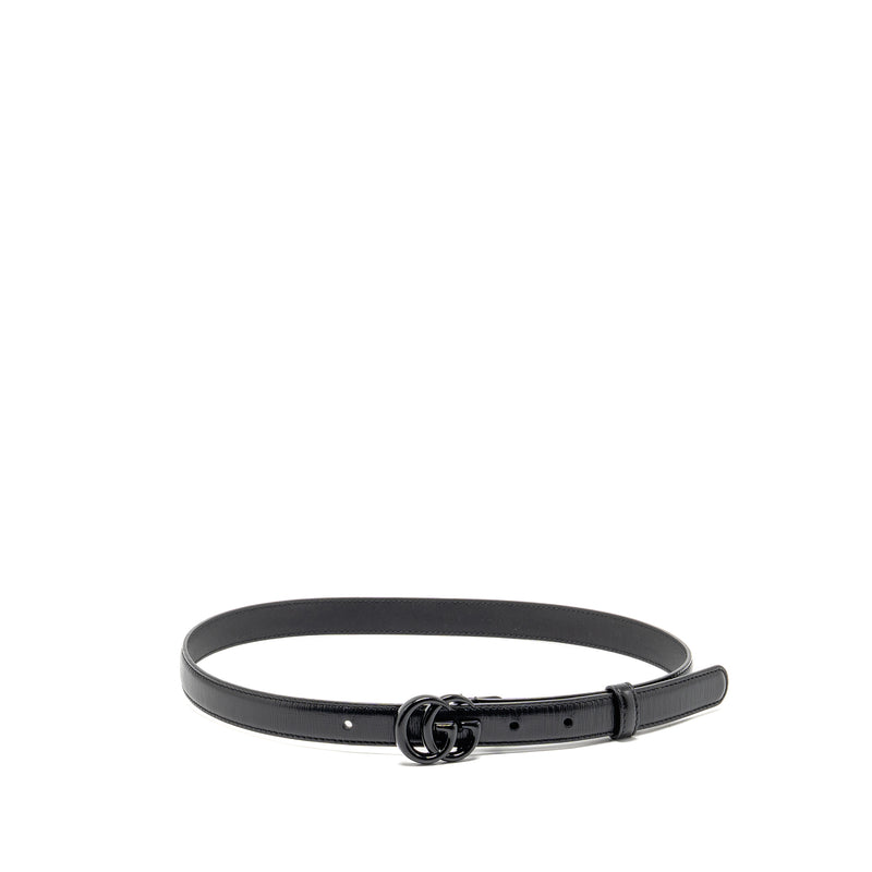 Gucci Size 75 GG Marmont 20MM Thin Belt Black Leather Black Hardware