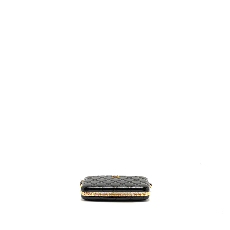 Chanel 21A CC Box with Chain Patent Black GHW