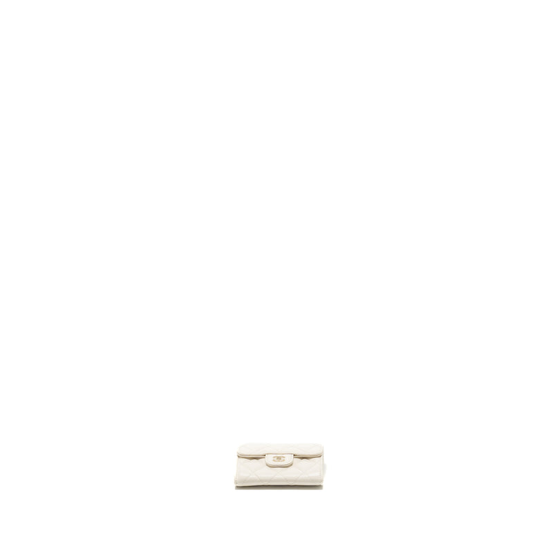 Chanel Classic Flap Card Holder Caviar White LGHW (microchip)