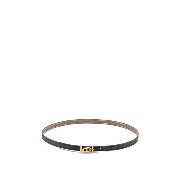 Hermes Size 75 13MM Reversible Strap Epsom/Swift Etoupe/Black RGHW Stamp U
