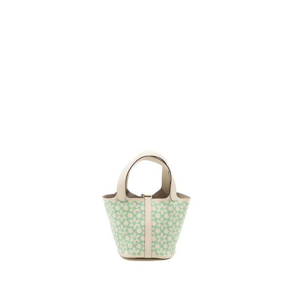 Hermes Micro Lucky Daisy Picotin Lock Bag Swift Nata/Green/White SHW STAMP U