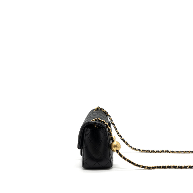 Chanel 23K pearl crush mini square flap bag lambskin black GHW (microchip)