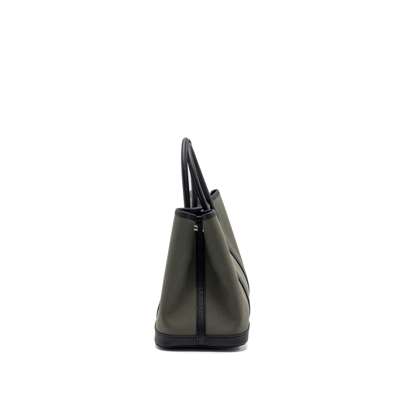 Hermes Garden Party 30 Toile Militaire/Negonda Vert De Gris/Black SHW Stamp U