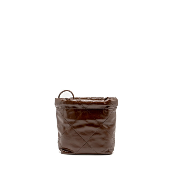 Chanel Mini 22 Bag Calfskin Chocolate GHW (Microchip)