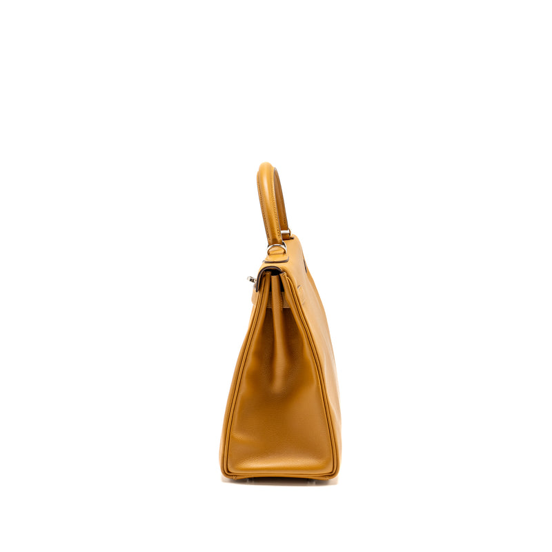 HERMES Kelly 32 Evercolor Caramel / Rose D’ete SHW Stamp Y