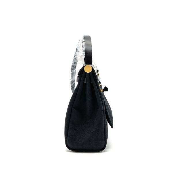Hermes Herbag Zip 31 Bag Canvas/ Hunter Leather Black GHW Stamp B