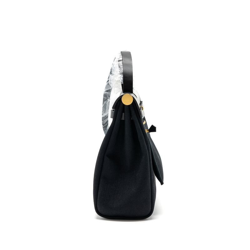 Hermes Herbag Zip 31 Bag Canvas/ Hunter Leather Black GHW Stamp B