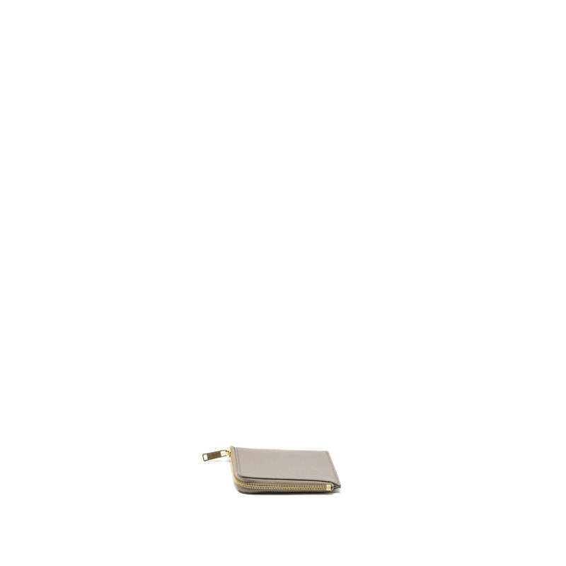 Celine Zipped Purse with removable card holder calfskin / lambskin grey / light blue GHW