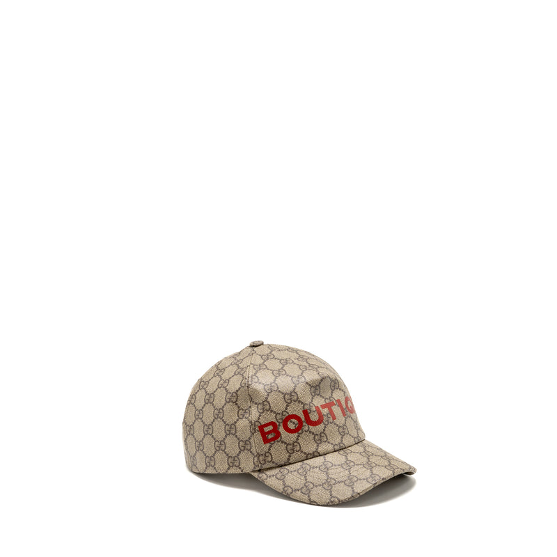 Gucci Size M Boutique Baseball Hat GG Monogram Canvas Beige/Red GHW