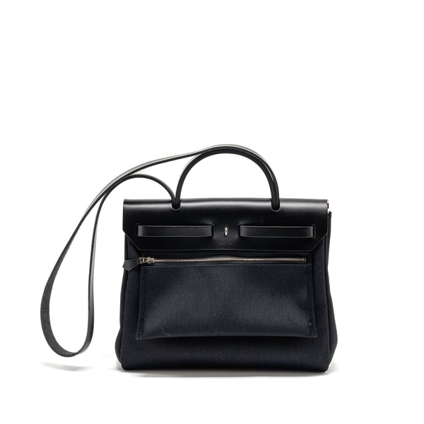 Hermes Herbag 31 Zip Bag Canvas/Leather Black SHW Stamp Z