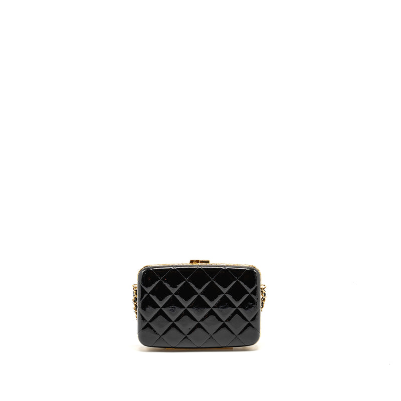 Chanel 21A CC Box with Chain Patent Black GHW