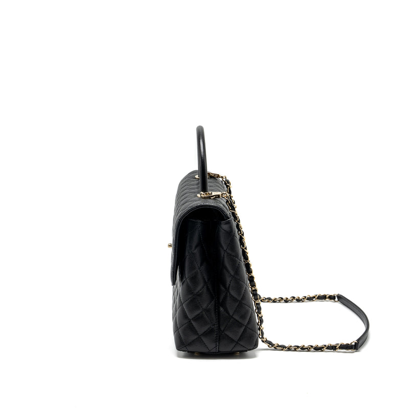 Chanel Large Coco Handle Caviar Black LGHW (Microchip)