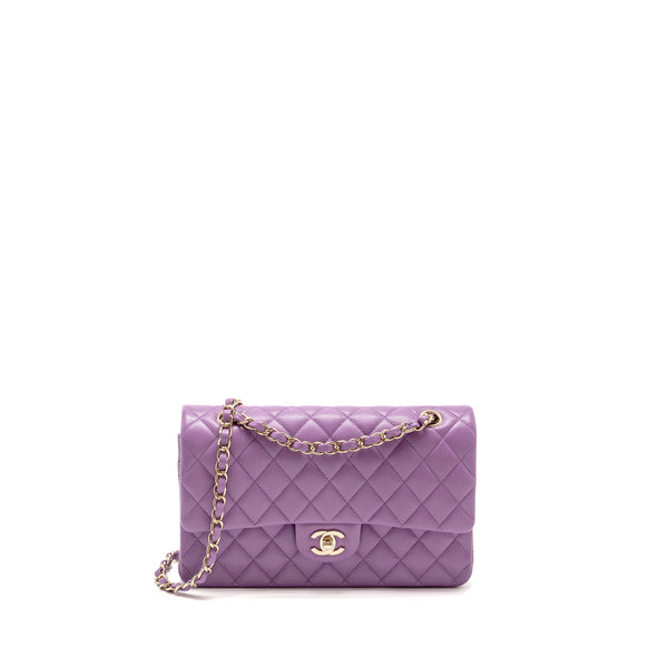 Chanel Medium Classic Double Flap Bag Caviar Purple LGHW (Microchip)