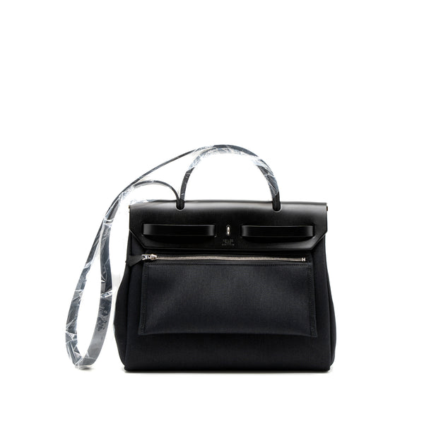 Hermes Herbag Zip 31 Bag Retourne Toile Militaries Canvas/Hunter Black SHW Stamp U
