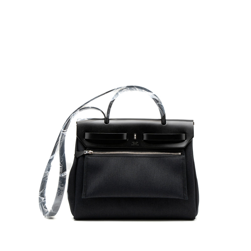 Hermes Herbag Zip 31 Bag Retourne Toile Militaries Canvas/Hunter Black SHW Stamp U