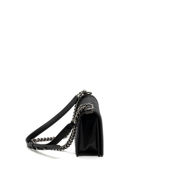 Chanel medium boy bag calfskin black ruthenium hardware